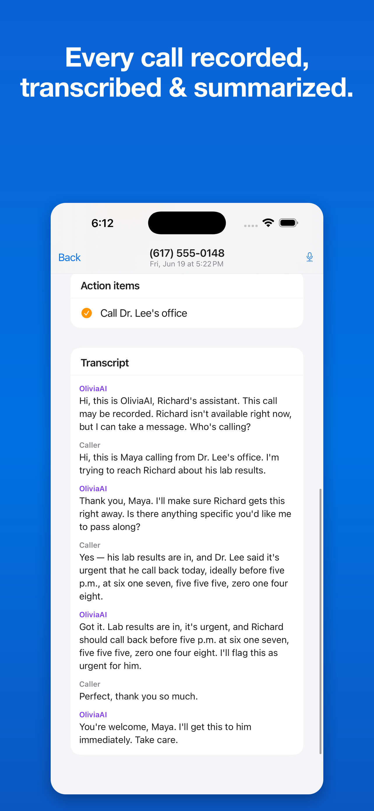 OliviaAI Voicemail screenshot 5