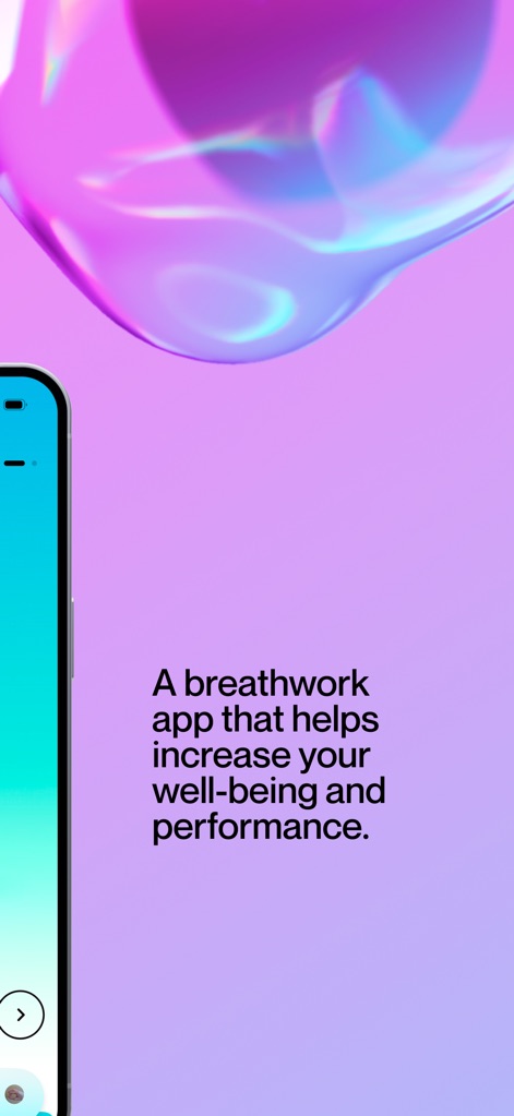 Regulate: Breathwork for Focus - L'application illustre comment elle améliore le bien-être et la performance, en offrant un aperçu de son design moderne et de sa promesse de "respiration consciente".