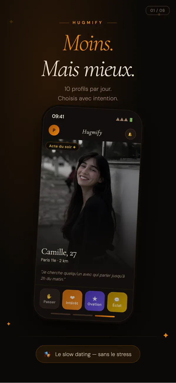 Screenshot #1 pour Hugmify - Slow Dating & Amour