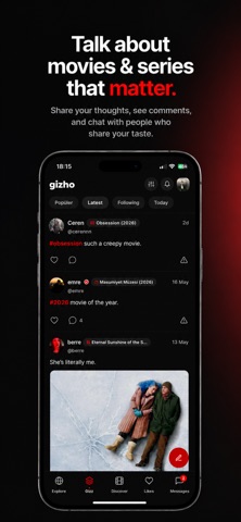 Gizho - movie series & social iPhone screenshot