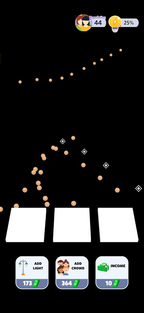 City Lights 3D - The app begins with a dark canvas, inviting users to illuminate the city and track initial population and light percentage.