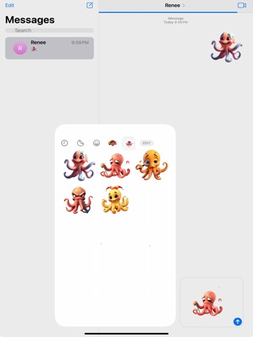 Wobbling Octopus Stickers iPad screenshot
