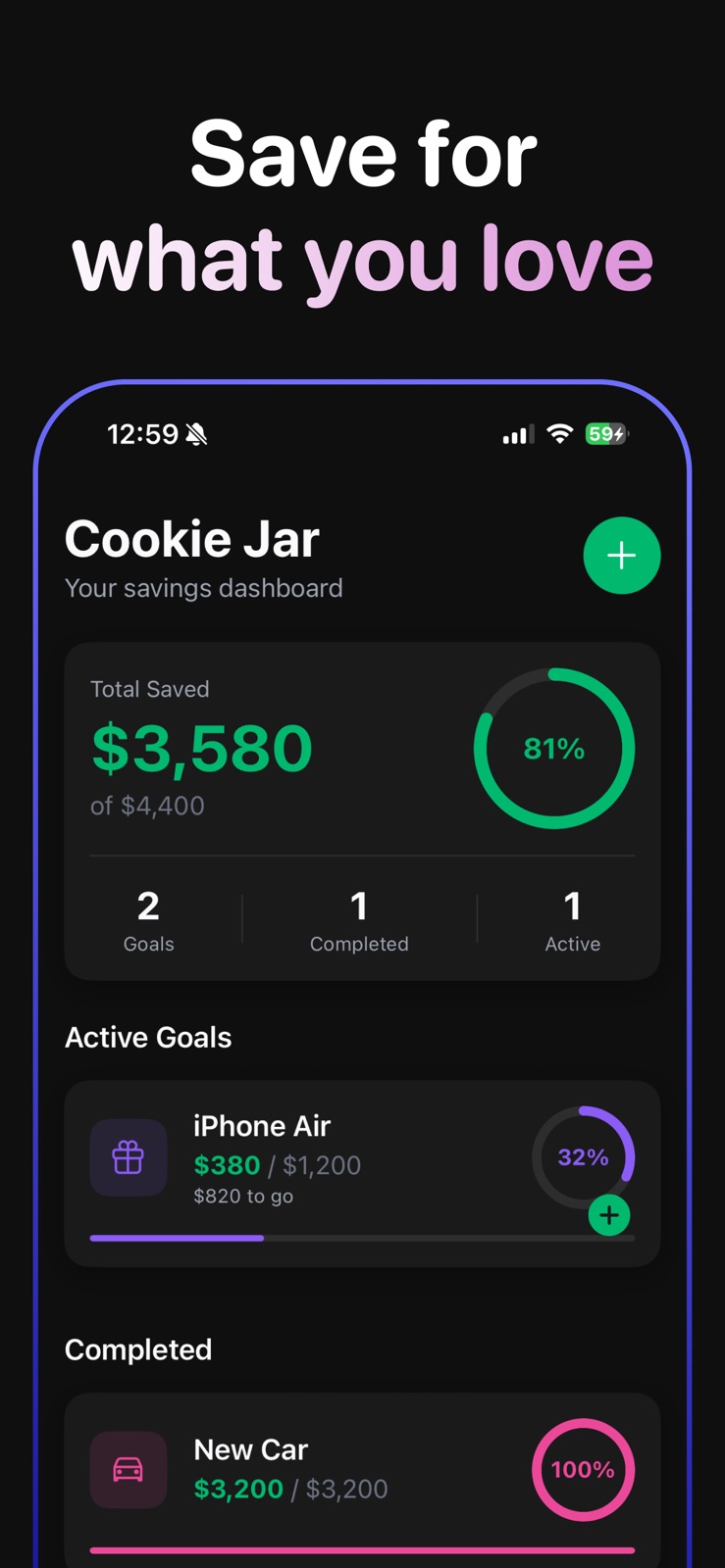 Cookie Jar: Savings Tracker iphone screenshot 2