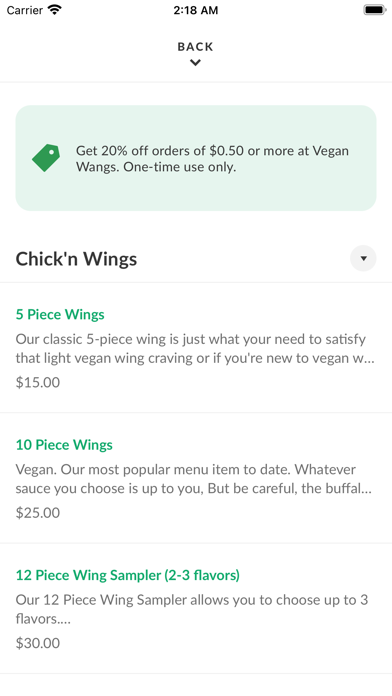 Vegan Wangs iPhone screenshot 3 - Food & Drink app