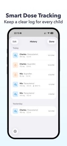 Dosly: Pediatric Dose Tracker iPhone screenshot
