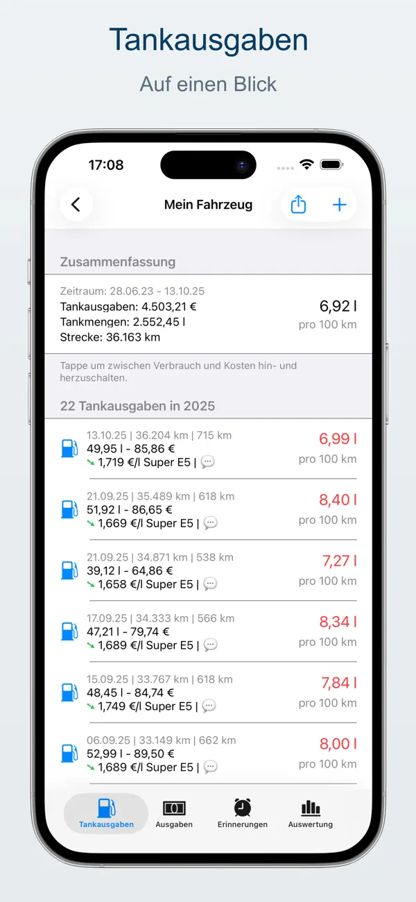 FuelMe - Tankbuch Screenshot 1