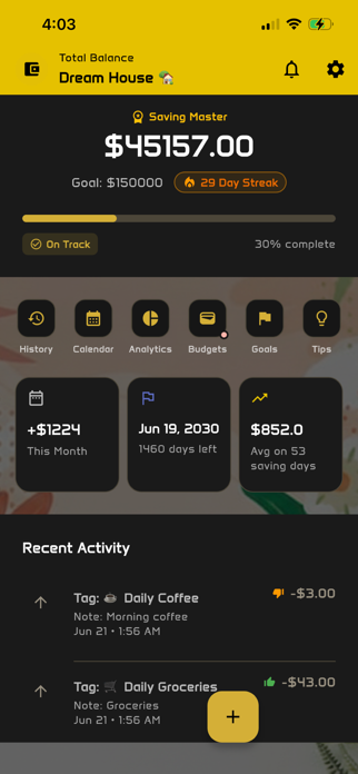 DashSave - Saving Goal Tracker Screenshot 1 of 10