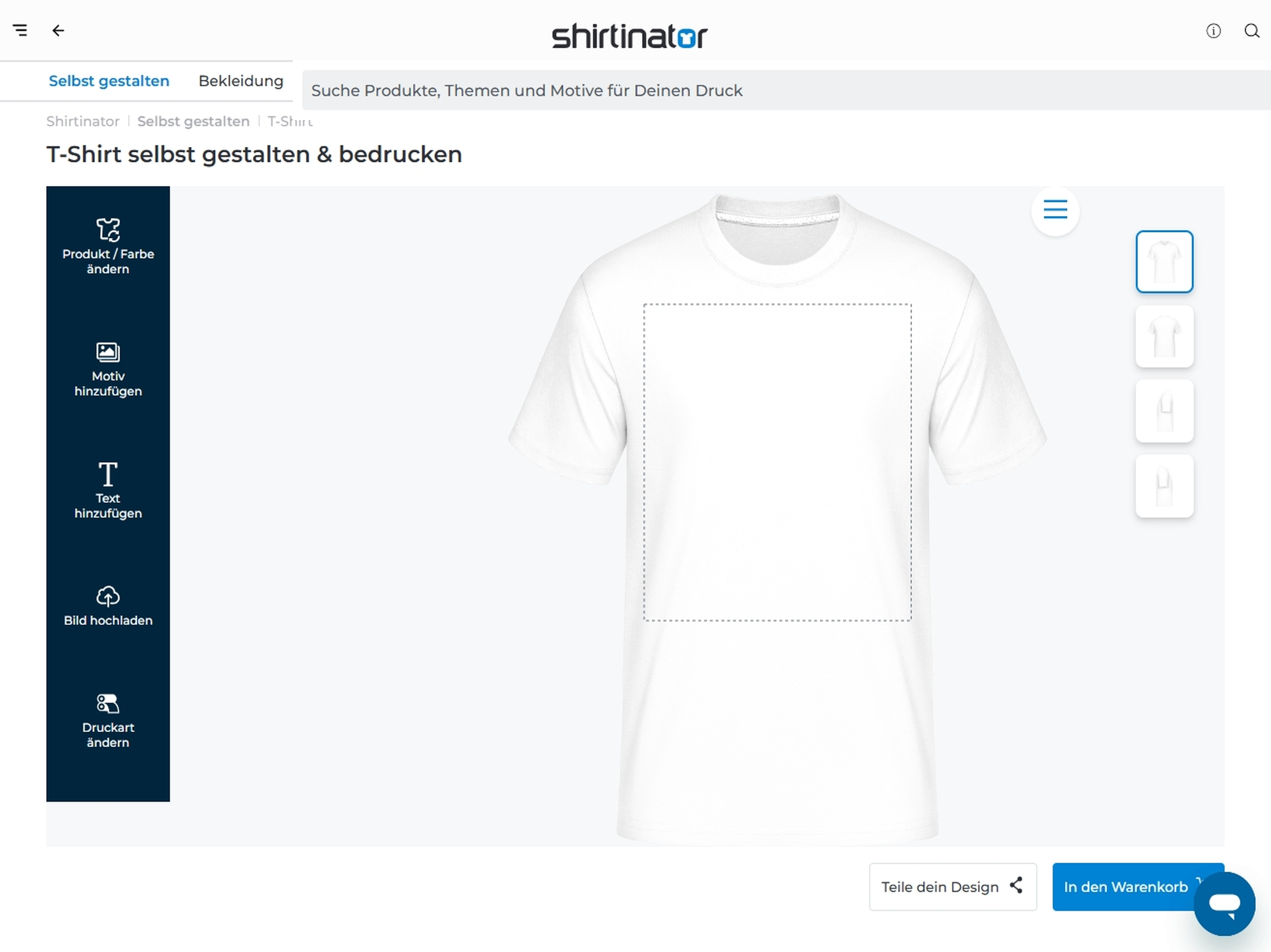 Shirtinator Online Druck