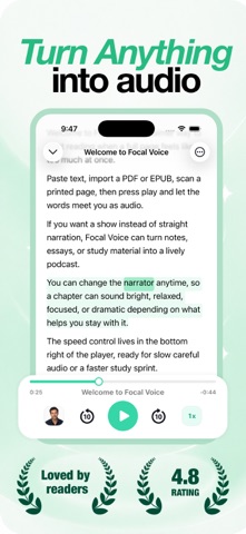 Text to Speech: Focal Voice iPhone screenshot