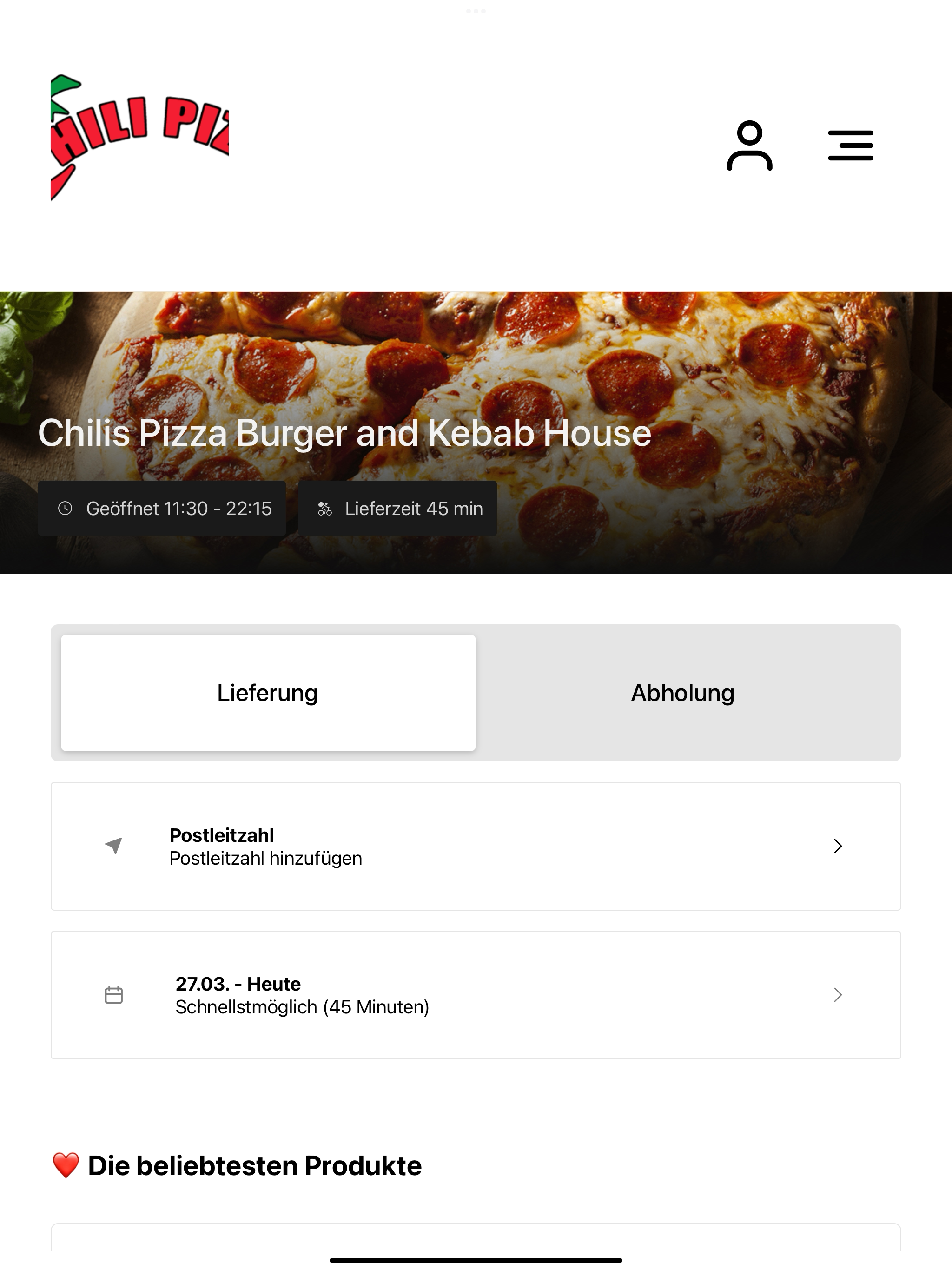 Chilis Pizza Burger and Kebab