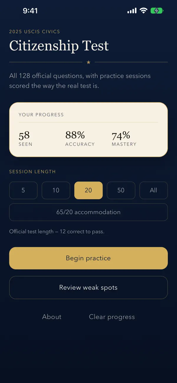 Screenshot #2 pour Citizenship Test Prep
