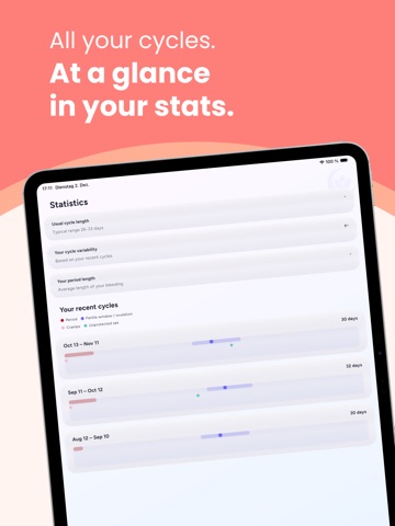 Period app by women - Lunea iPad screenshot