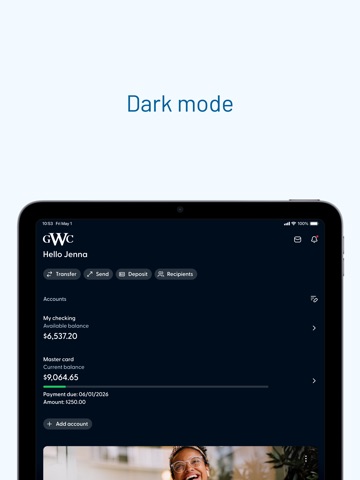 GWCFCU Mobile Banking iPad screenshot