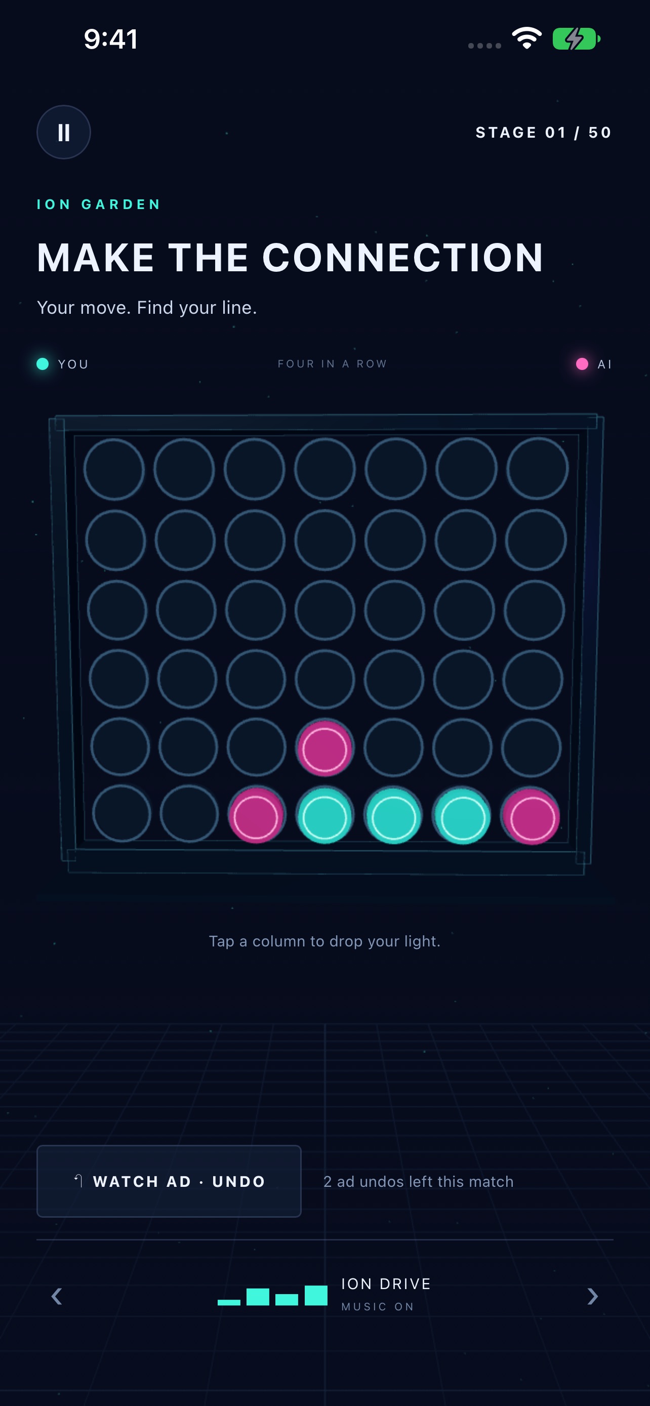 Screenshot 1 of Four in a Row: Neon AI Battle