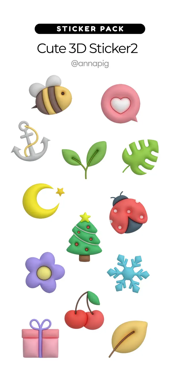 Screenshot #1 pour Cute 3D Sticker2