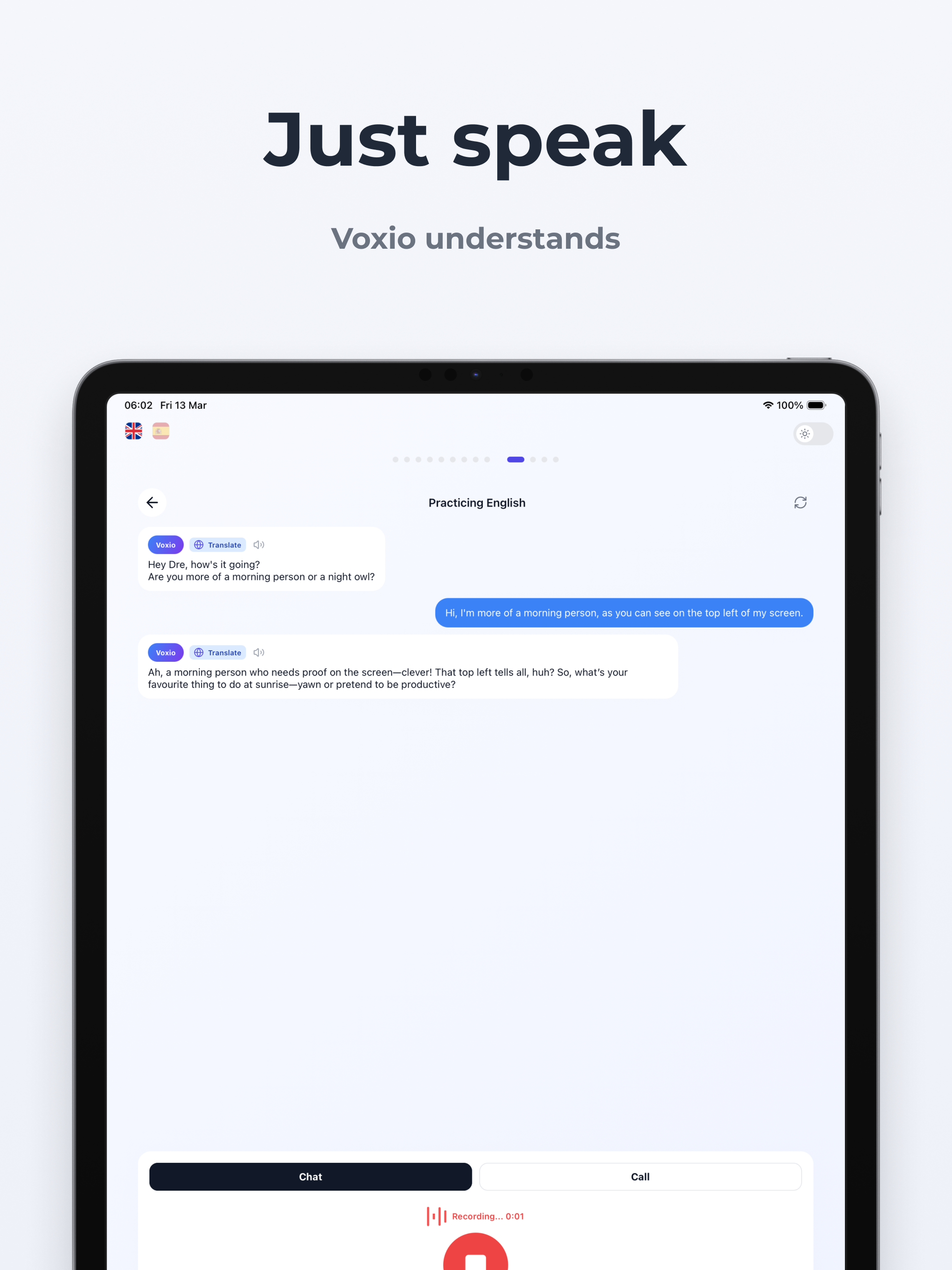 Voxio - AI Language Speaking