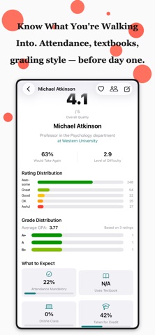 Class Snipe: Rate My Professor iPhone screenshot