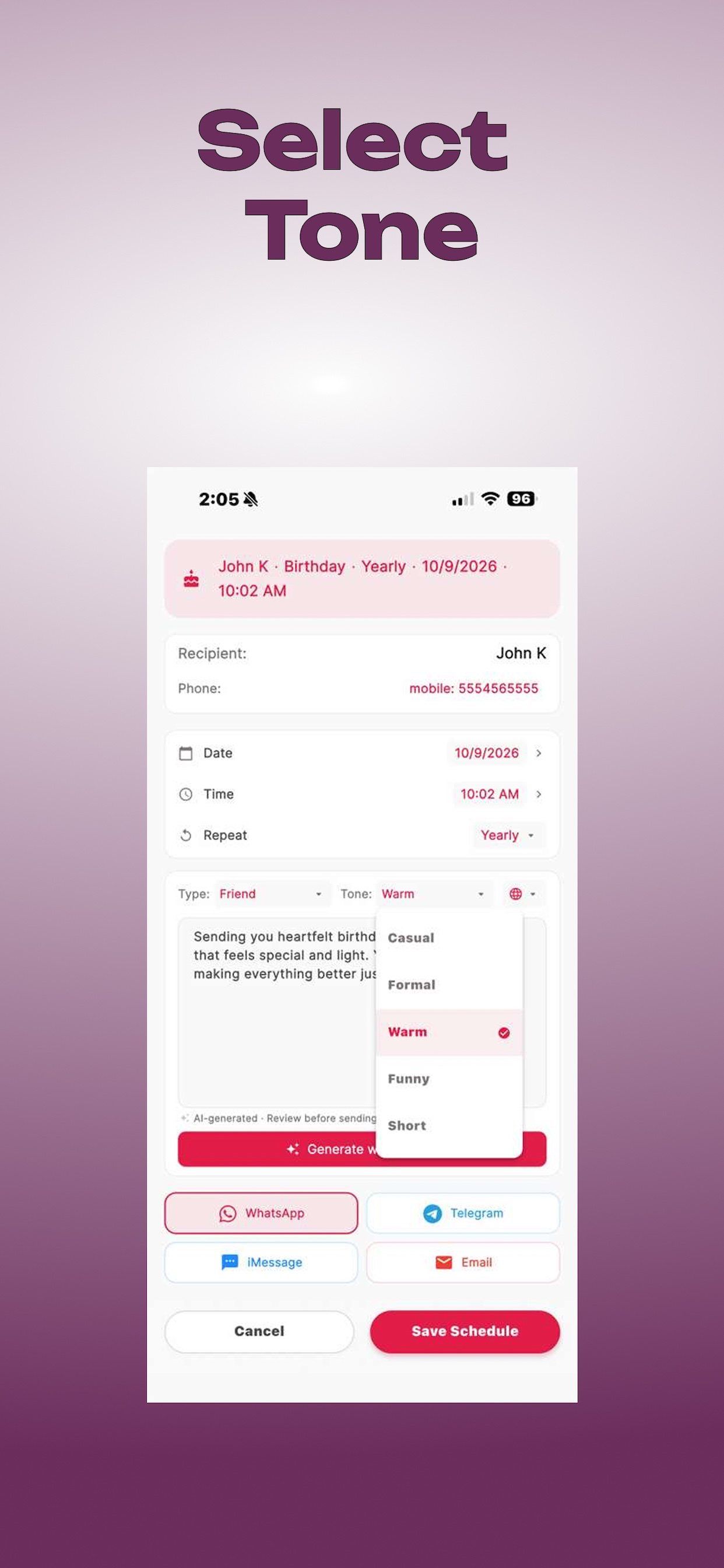 Ties AI · Reminder & Scheduler screenshot 6