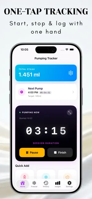 Pumping Tracker & Pump Log iPhone screenshot 1