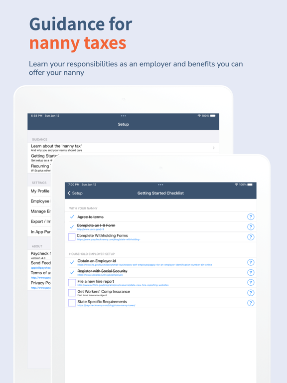 Nanny Paycheck Calculator iPad screenshot 1 - Finance app