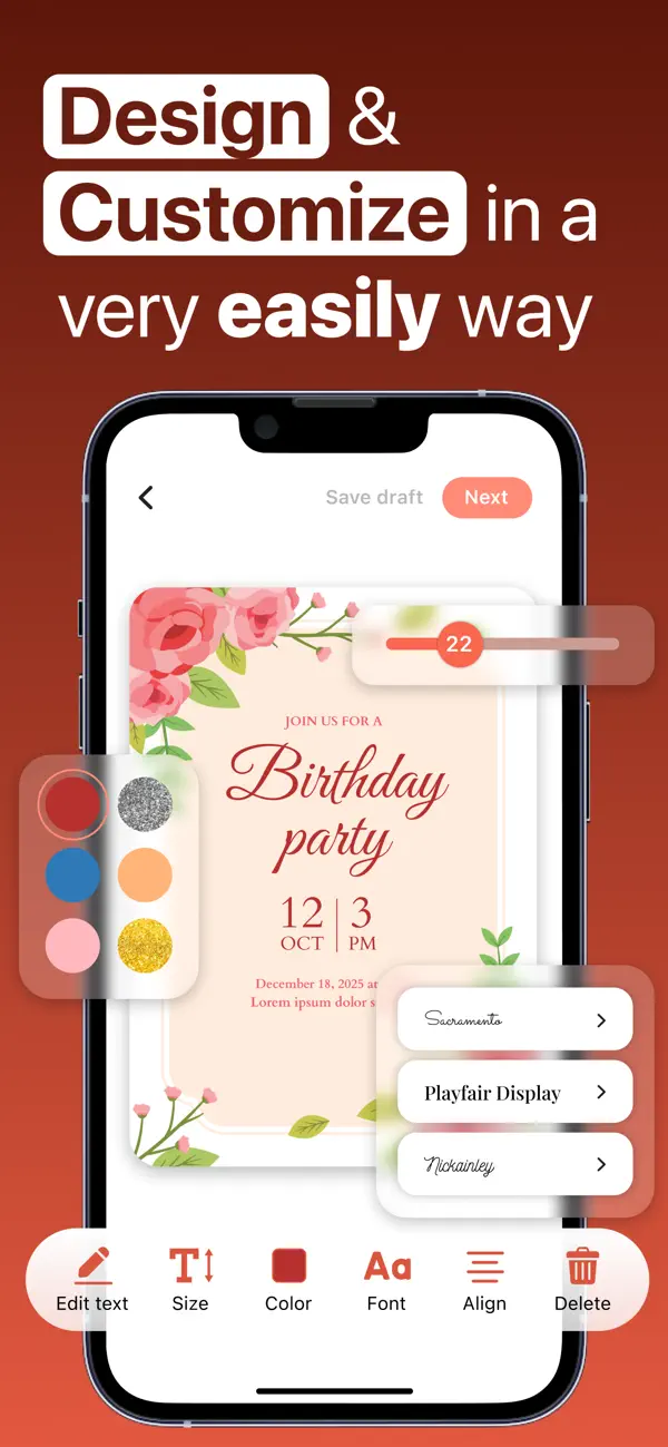Screenshot #3 pour Carte Invitation Anniversaire.