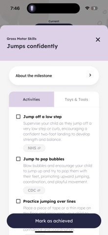 Minimiles Milestone Tracker iPhone screenshot