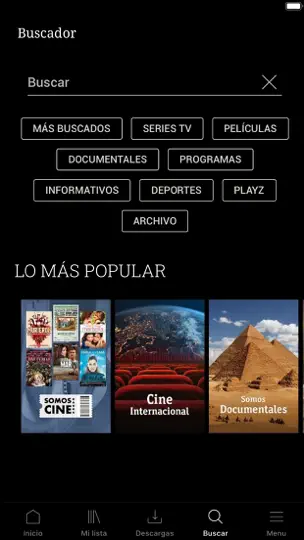 Captura de pantalla de RTVE Play en iPhone 4