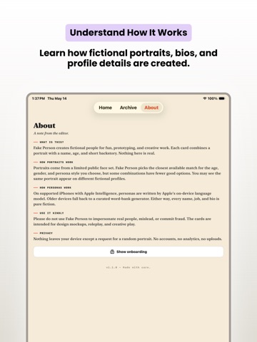 Fake Person Generator iPad screenshot