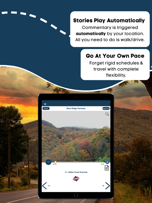 Blue Ridge Parkway Audio Tour iPad screenshot 5 - Travel app