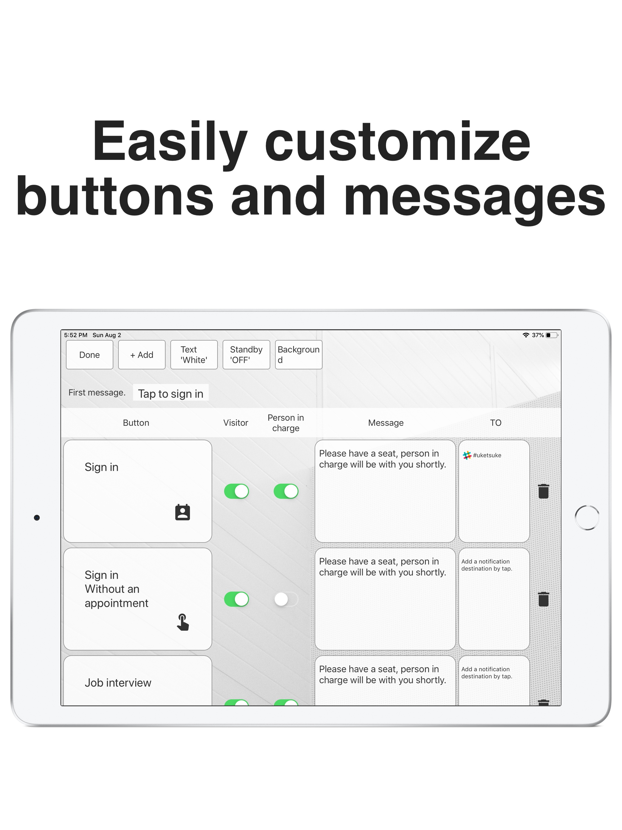 Reception App: iPad Check-in