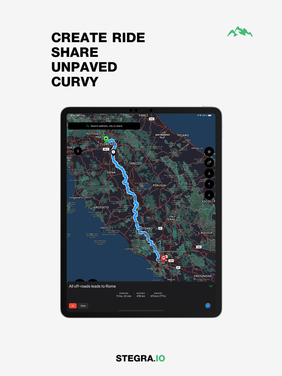 Stegra.io - Motorcycle GPS iPad screenshot 2 - Navigation app