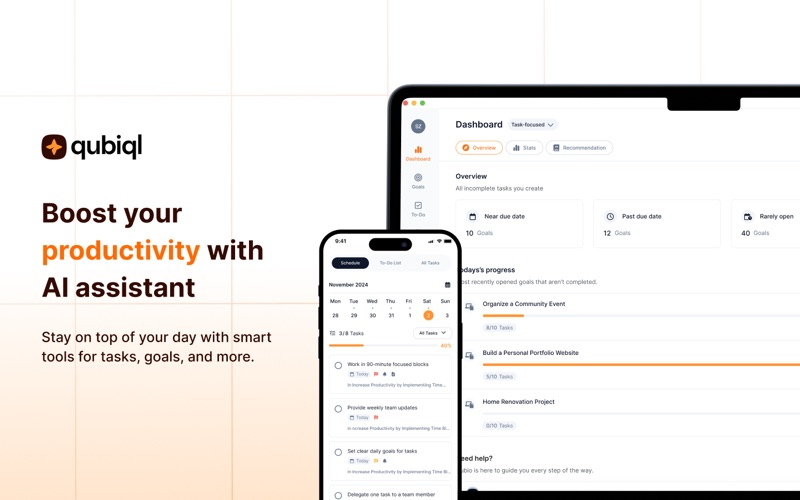Qubiql: AI Goal, Time & Task app screenshot