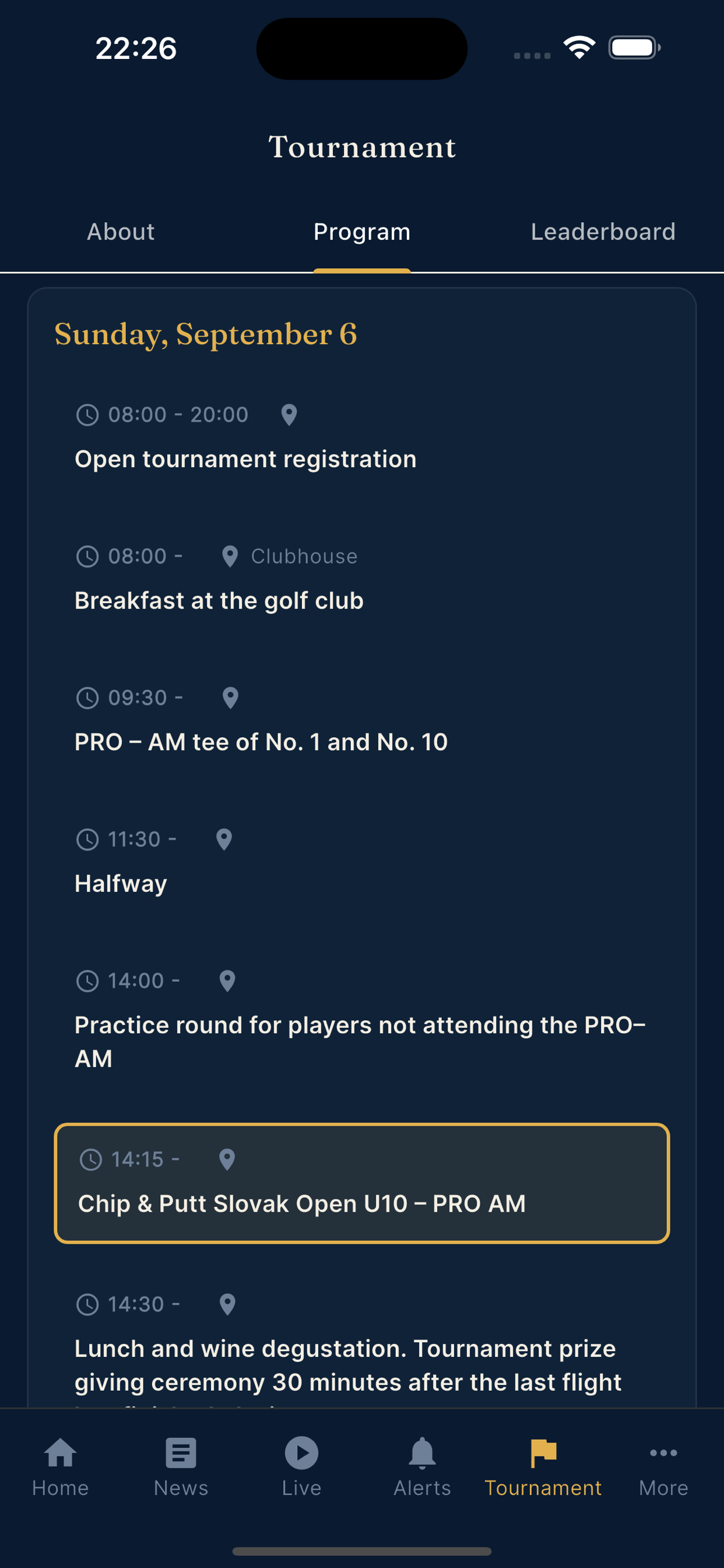 Golf Slovak Open app screenshot 3