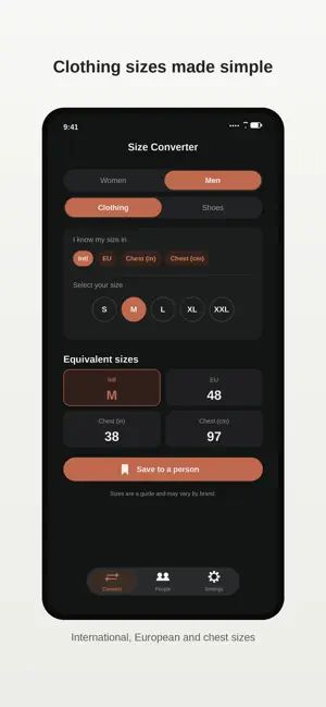Shoe & Clothing Size Converter screenshot 1