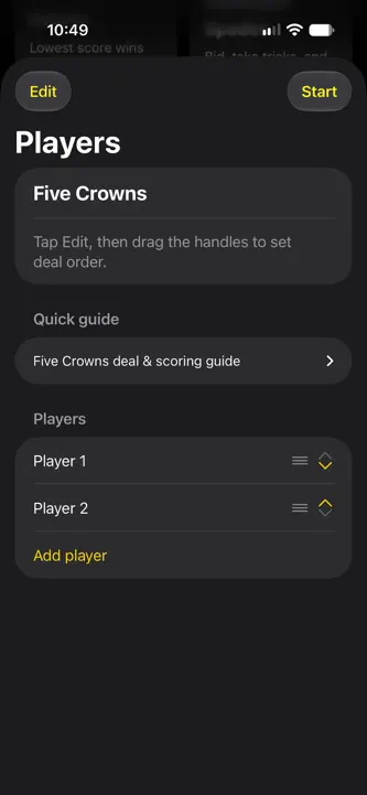 CardGameScore screenshot 2