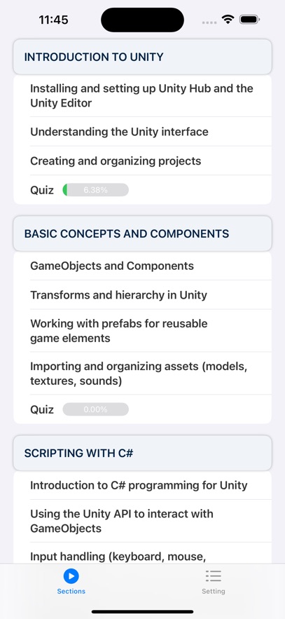 Unity Learning App