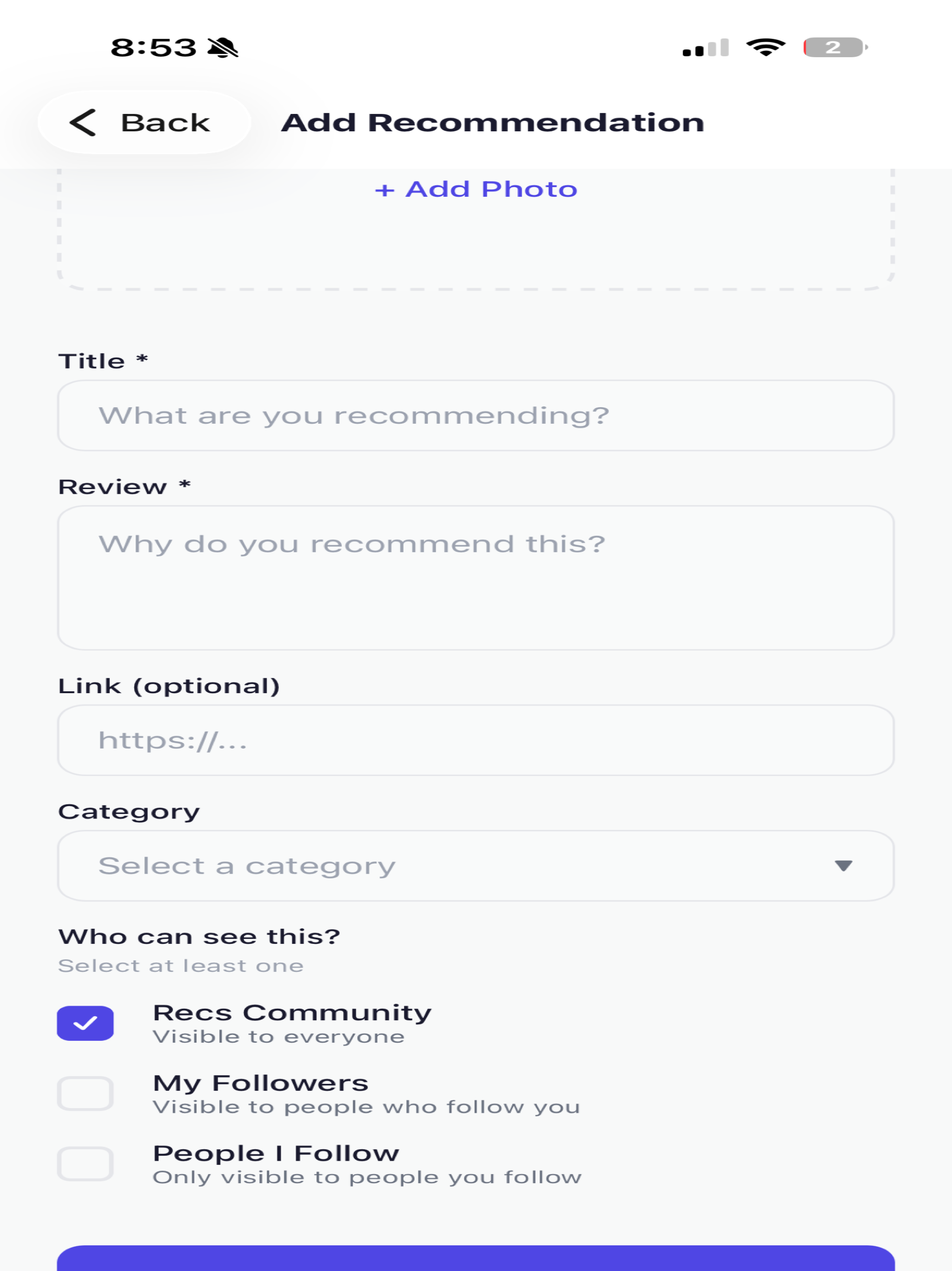 Recs - Trusted Recommendations