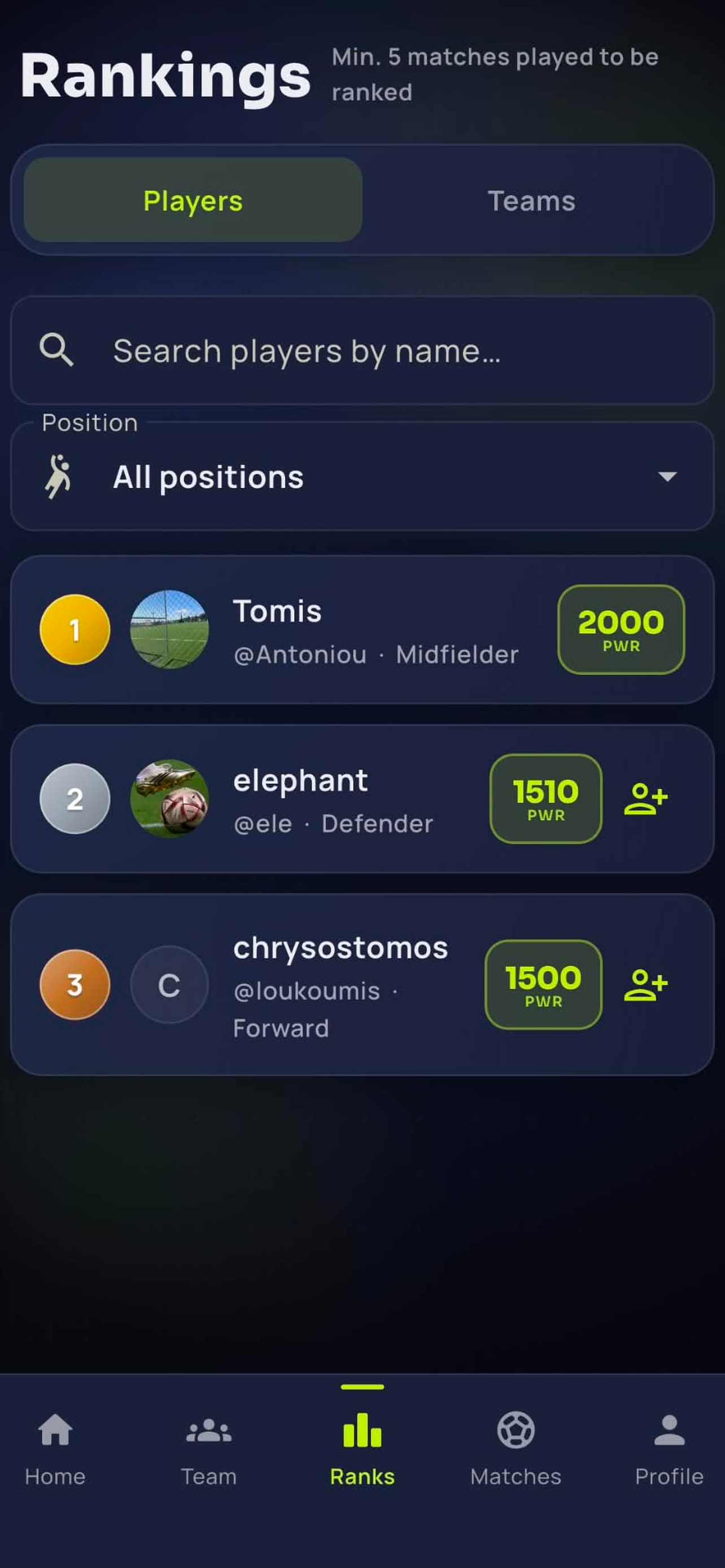 FootRank: 5-a-Side Ranking screenshot 5