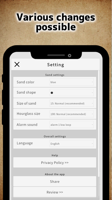 hourglass alarm timer Screenshot