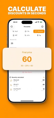 Percentio: Percent & Discount iPhone screenshot