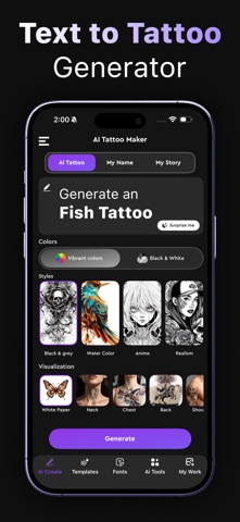 AI Tattoo Generator, Creator iPhone screenshot