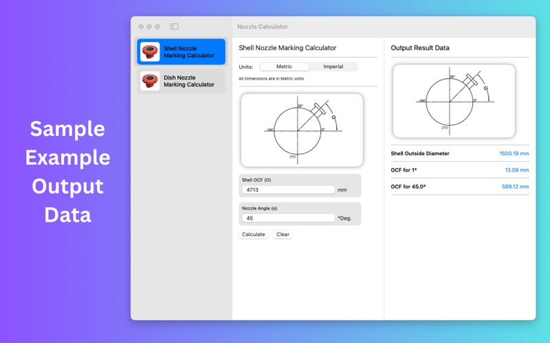 Nozzle Orientation Calculator screenshot