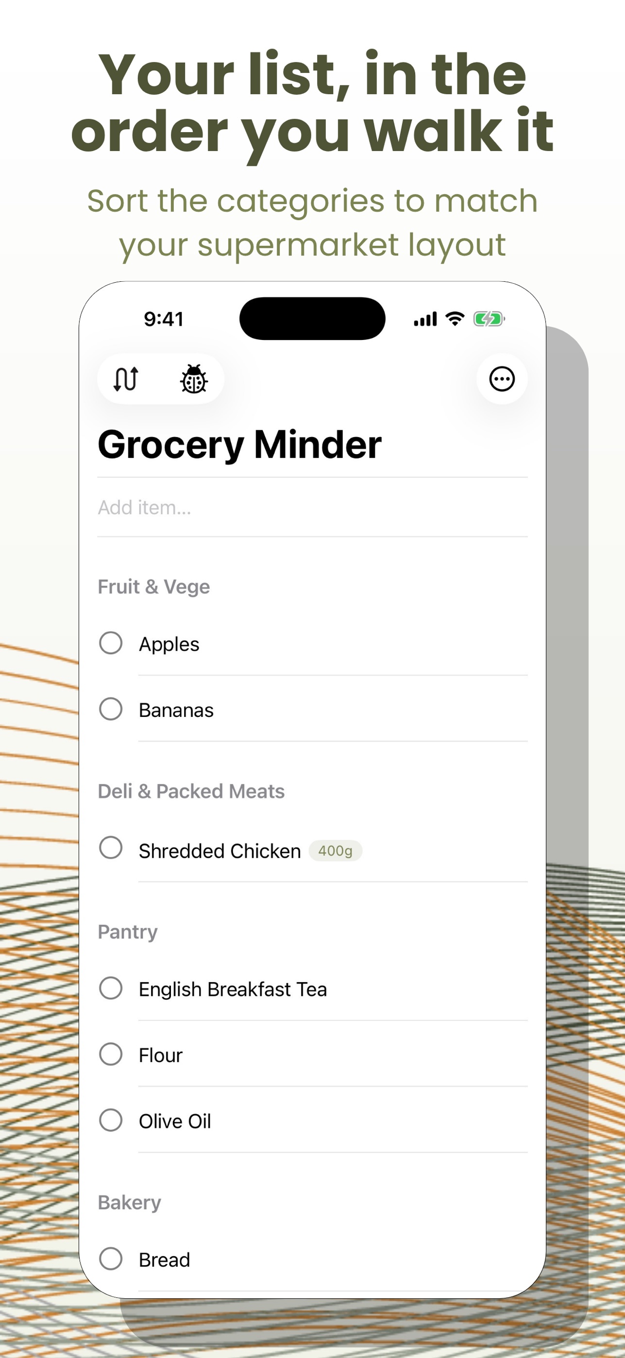 Screenshot 1 of Grocery Minder: Shopping List