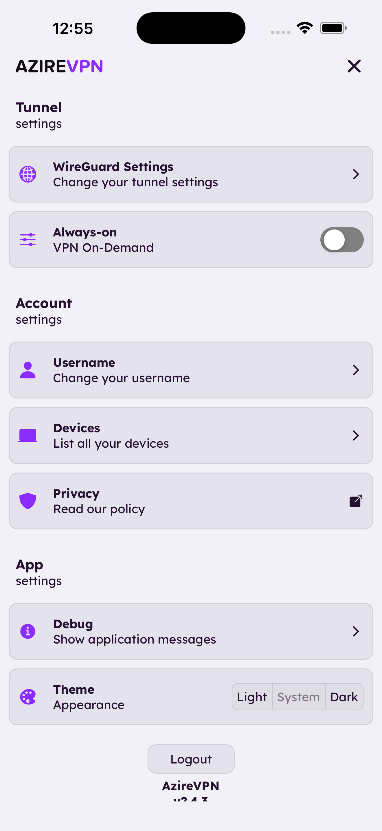 AzireVPN screenshot 3
