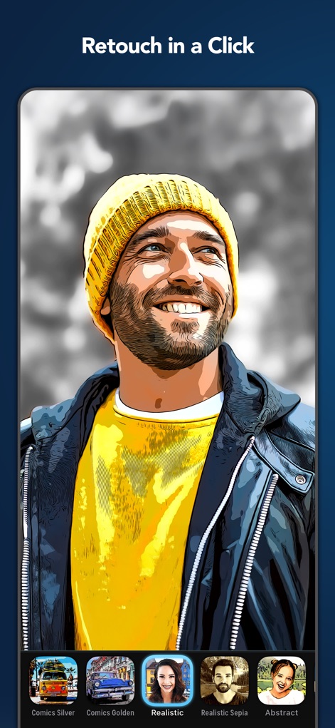 Clip2Comic: Toon Photo Editor - Appliquez une retouche rapide en un seul clic et utilisez l'application pour une application de styles préconçus, simplifiant ainsi le processus créatif.