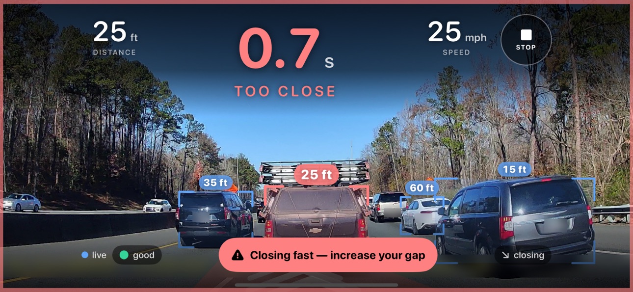 Screenshot 1 of GapMeter: Following Distance