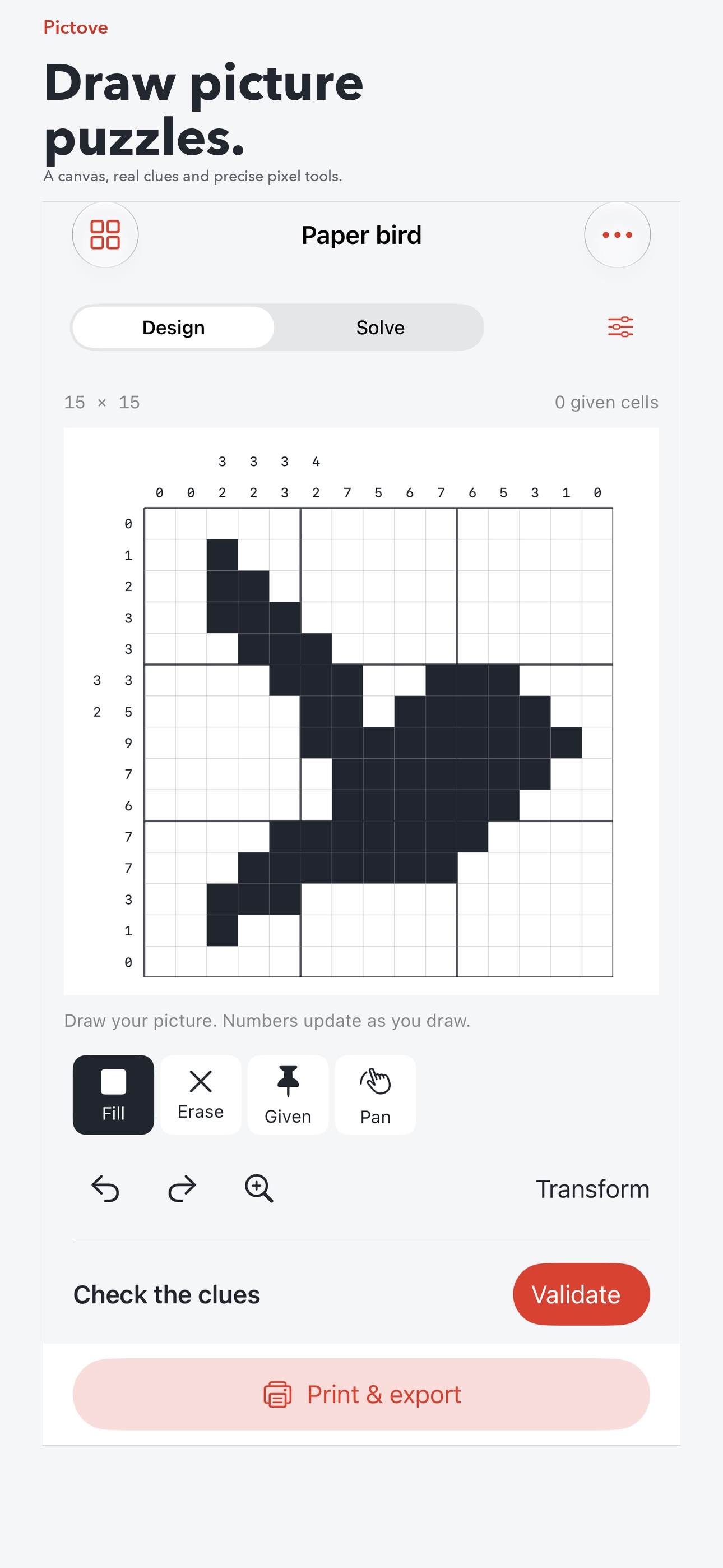 Screenshot 1 of Pictove Nonogram Maker