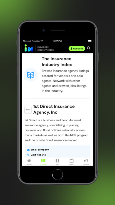 Insurance Industry Index Screenshot