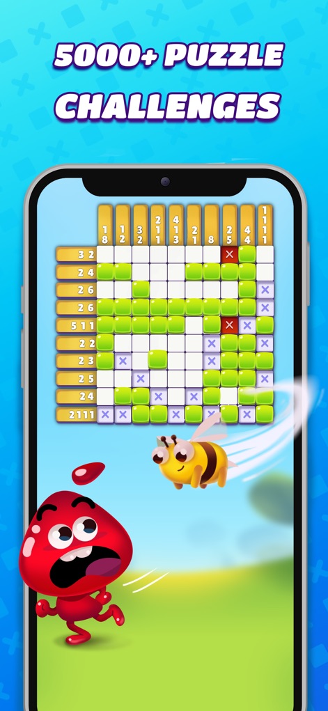 Nonogram Crossing Logic Puzzle - Los usuarios disfrutarán de una inagotable fuente de entretenimiento con miles de niveles de nonogramas (X), a menudo con divertidas interacciones de personajes (Y) para mantener el dinamismo.