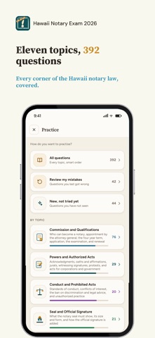Hawaii Notary Exam 2026 iPhone screenshot